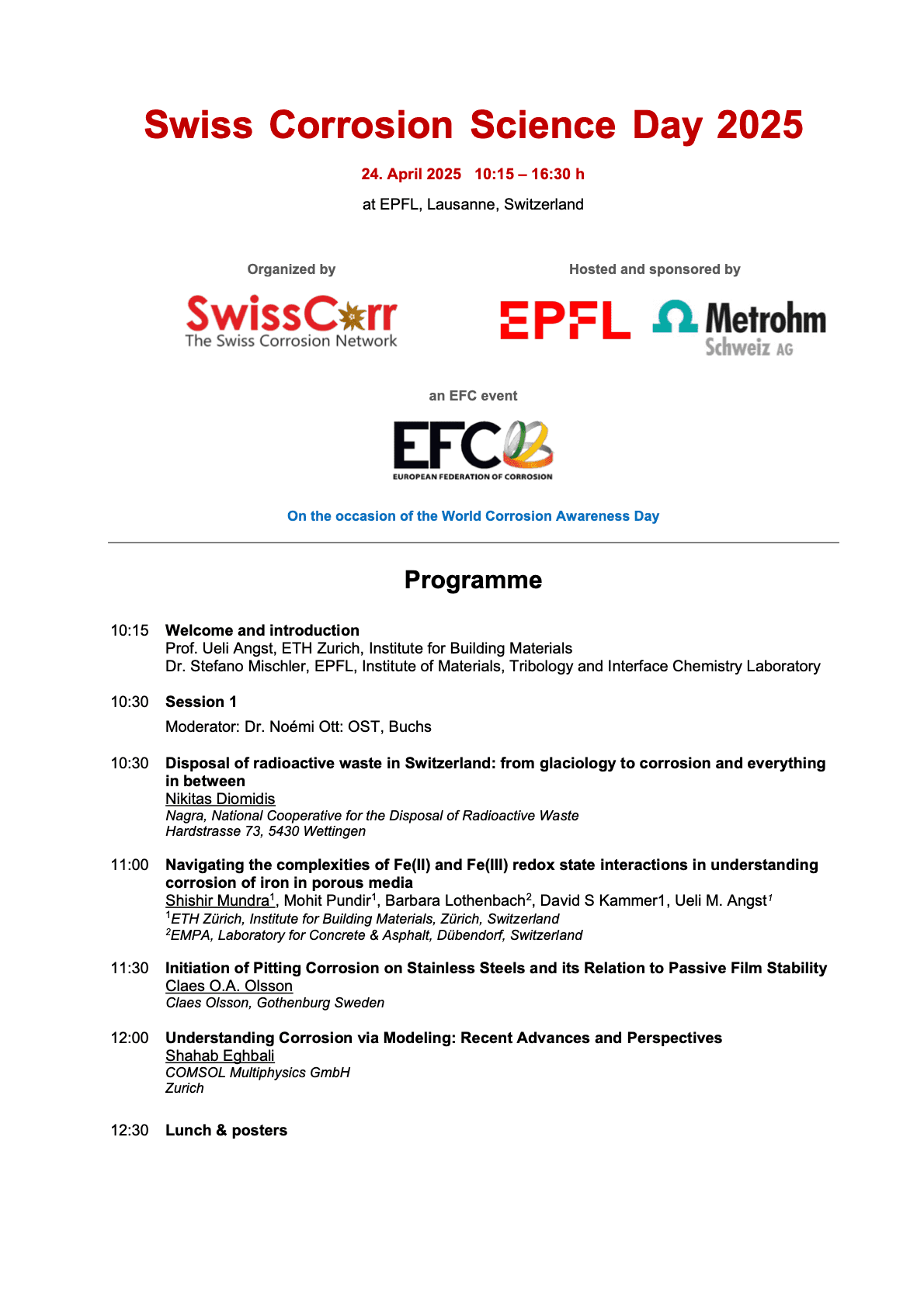 programme corrosion day 2025